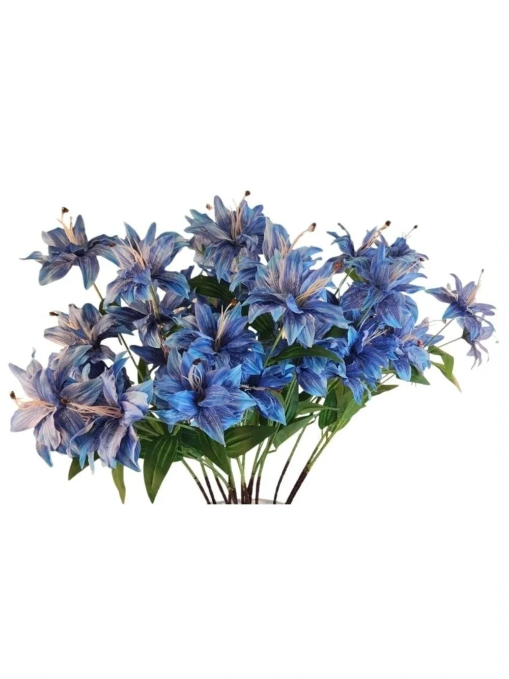 Luxury Artificial Tiger Lily Stem 34 Inch | Blue Faux Lily | Designer Artificial